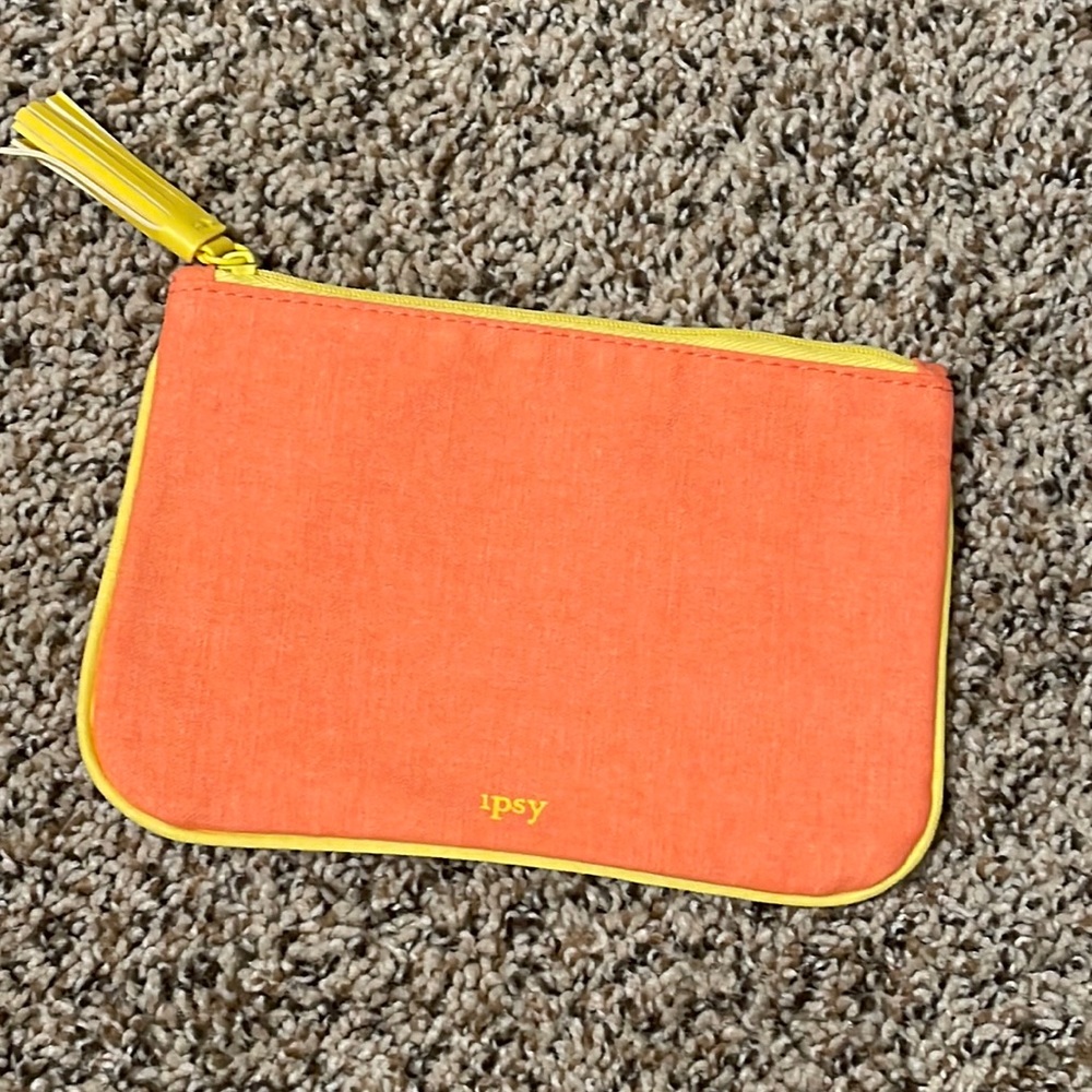 IPSY Makeup Cosmetic Bag Case Orange and Yellow